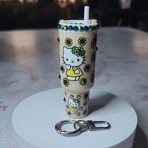 Cute Cream Hello Kitty Mini Tumbler Keychain